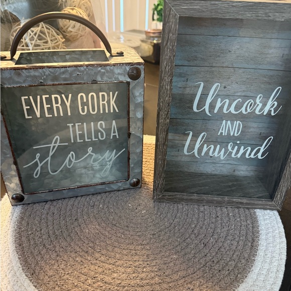 Kirklands Other - Kirklands Rustic Gray and Brown Wine Decor Set
